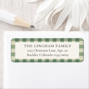 Étiquette d'adresse de retour de Noël au gingham v