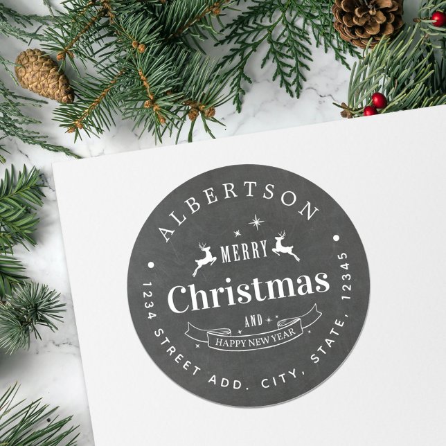 Étiquette d'adresse de retour de Noël au tableau c (Créateur téléchargé)