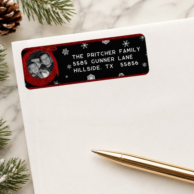 Étiquette d'adresse de retour de Noël avec photo (Photo Christmas Return Address Label)
