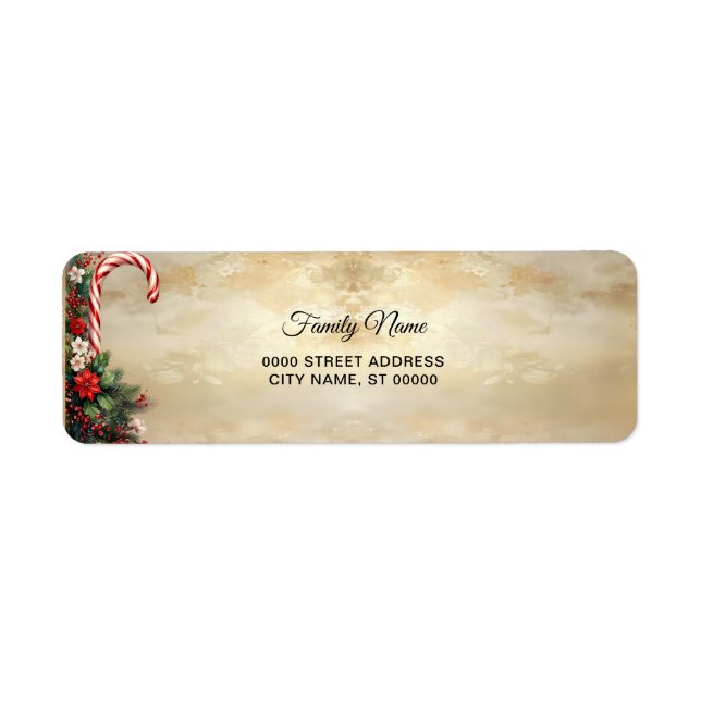 Étiquette d'adresse de retour de Noël Candy Cane (Devant)
