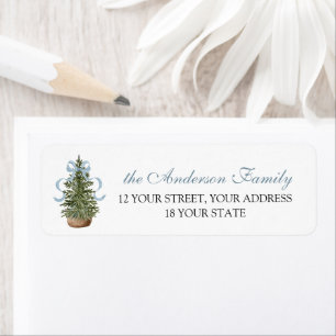 Étiquette d'adresse de retour de Noël d'arbre de p