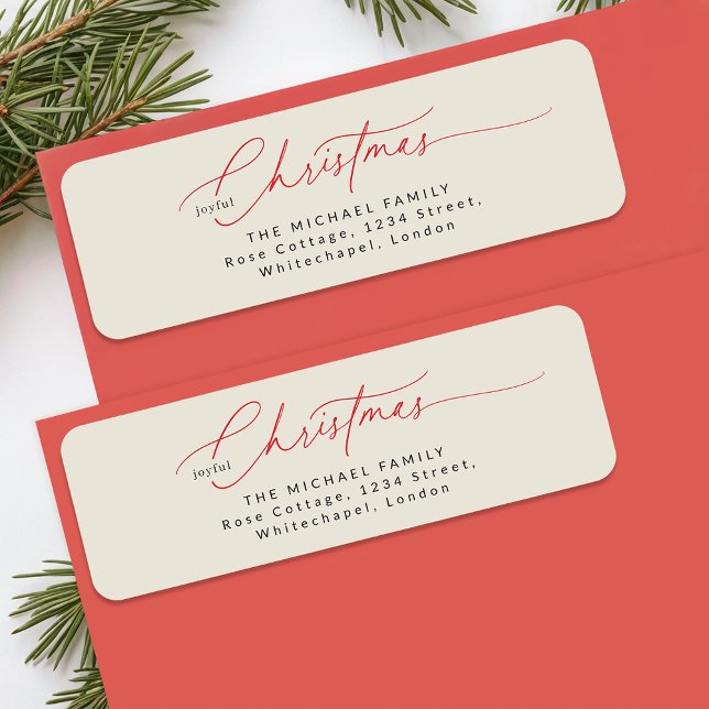 Étiquette d'adresse de retour de Noël en calligrap (Créateur téléchargé)