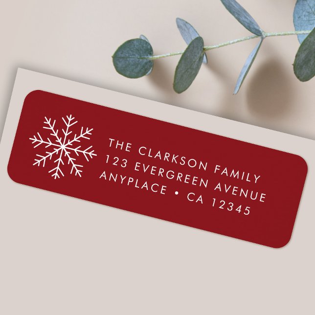 Étiquette d'adresse de retour de Noël | Flocon de  (Simple snowflake Christmas return address labels for Holiday card mailing & festive gift parcels)