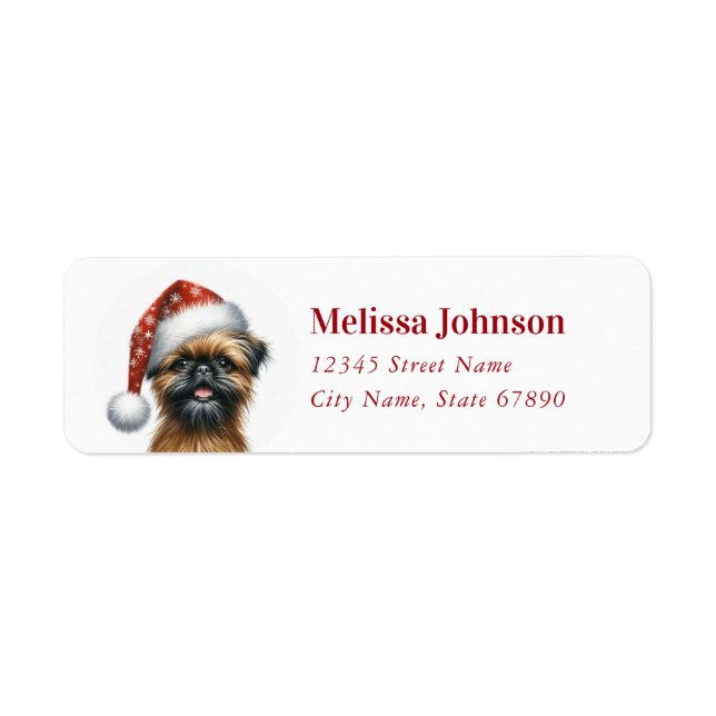 Étiquette d'adresse de retour de Noël Griffon de B (Devant)