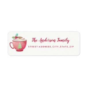 Étiquette d'adresse de retour de Noël Mug Sweet Tr
