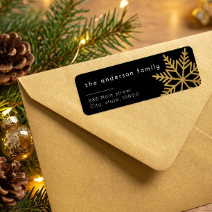 Étiquette d'adresse de retour de Noël noire à pail