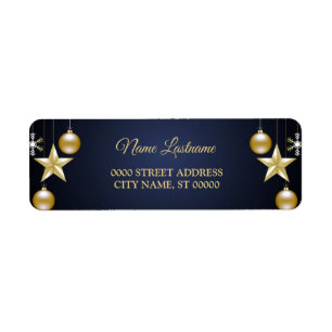 Étiquette d'adresse de retour de Noël Ornement Dor