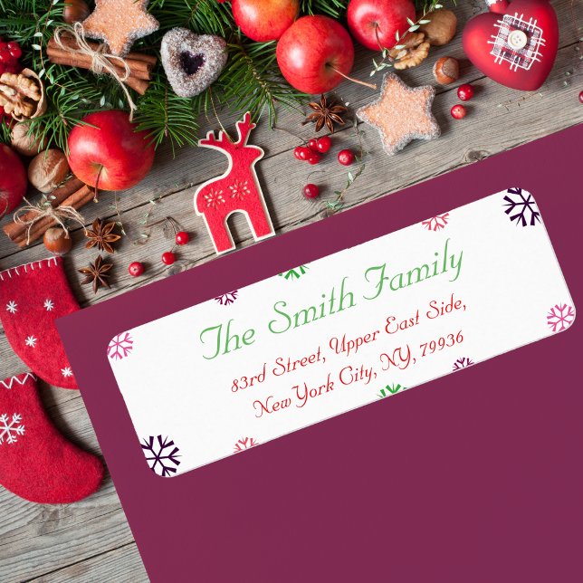 Étiquette d'adresse de retour de Noël personnalisé (Custom Christmas Snowflakes Return Address Label)