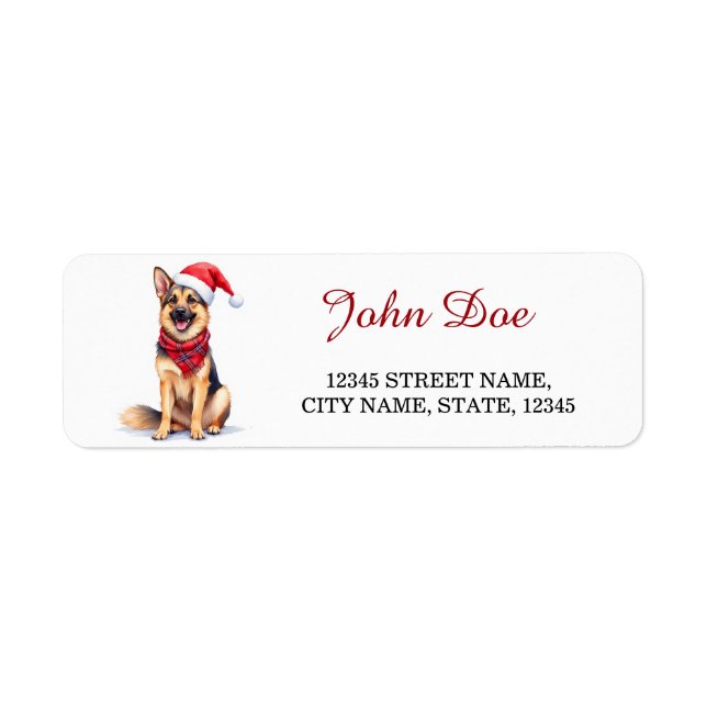 Étiquette d'adresse de retour de Noël pour chien b (Devant)
