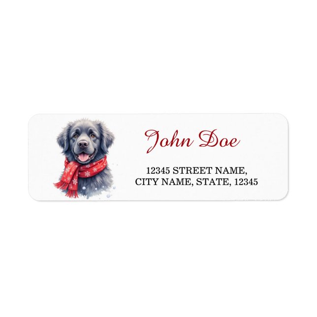 Étiquette d'adresse de retour de Noël pour chien T (Devant)