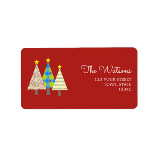 Étiquette d'adresse de retour de Noël Rouge Rétro