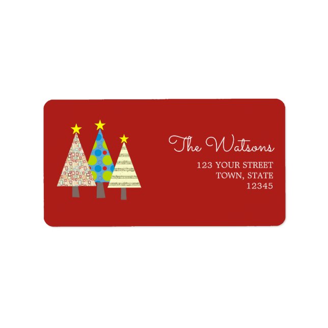 Étiquette d'adresse de retour de Noël Rouge Rétro (Devant)