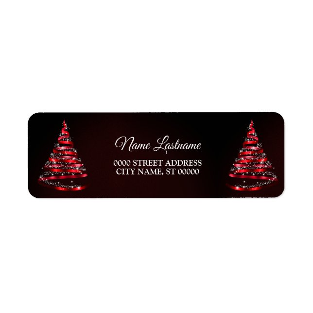 Étiquette d'adresse de retour de Noël Ruban Rouge  (Devant)