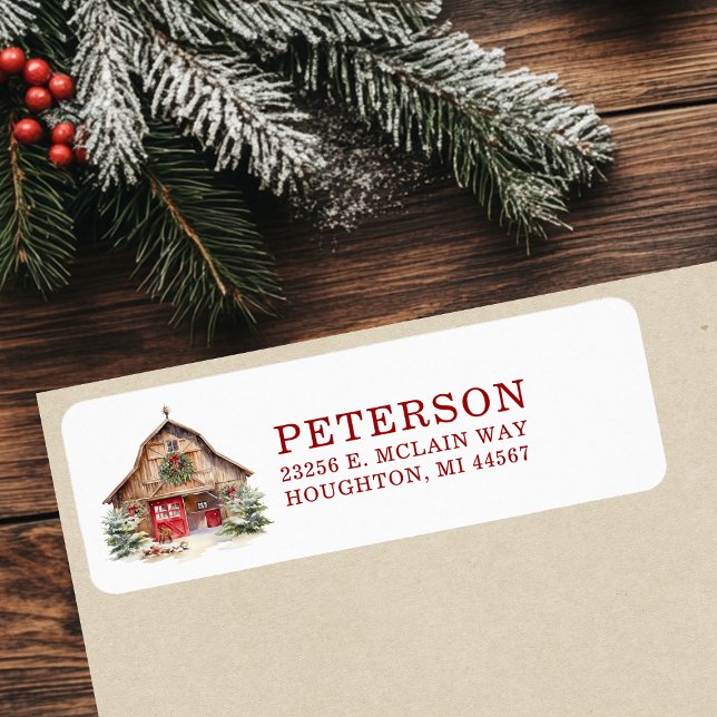 Étiquette d'adresse de retour de Noël rustique de  (Créateur téléchargé)
