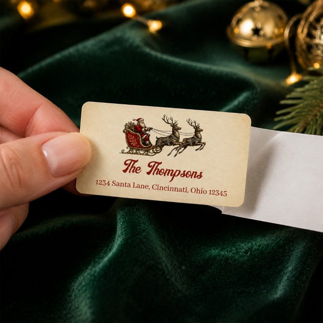 Étiquette d'adresse de retour de Noël Santa Vintag (Vintage Santa return address labels add nostalgic Christmas charm to every envelope.)