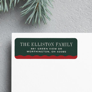 Étiquette d'adresse de retour de Noël simple rouge