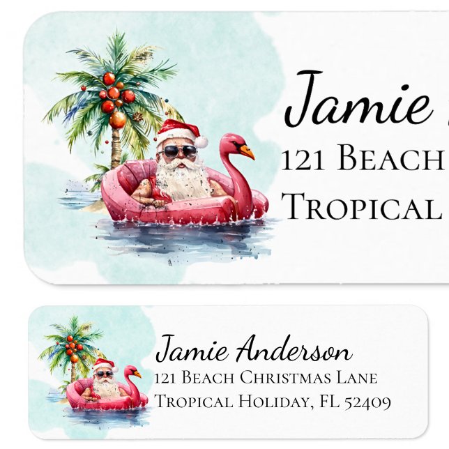 Étiquette d'adresse de retour de Noël sur la plage (Créateur téléchargé)