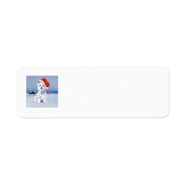 Étiquette d'adresse de retour de Noël Westie (Devant)