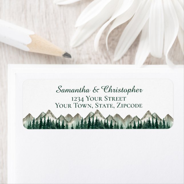 Étiquette d'adresse de retour de petit mariage Mon (En situation)