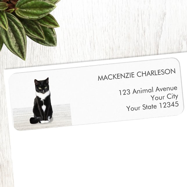 Étiquette d'adresse de retour de photo d'animal de (Personalized pet photo custom return address label for animal lovers)