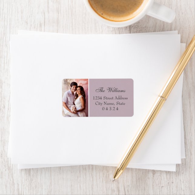Étiquette d'adresse de retour de photo de mariage  (En situation)