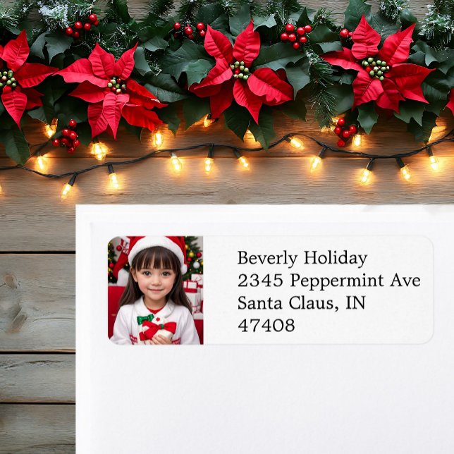 Étiquette d'adresse de retour de photo de Noël (Créateur téléchargé)