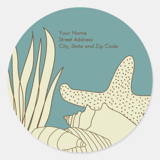 Étiquette d'adresse de retour de plage - Crème et  (Devant)