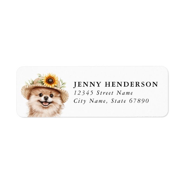 Étiquette d'adresse de retour de Pomeranian (Devant)