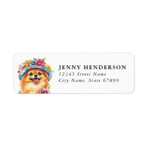Étiquette d'adresse de retour de Pomeranian
