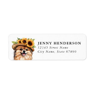Étiquette d'adresse de retour de Pomeranian
