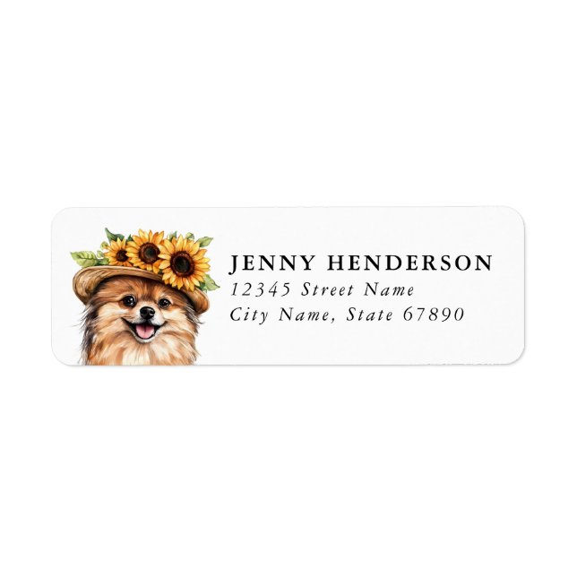 Étiquette d'adresse de retour de Pomeranian (Devant)