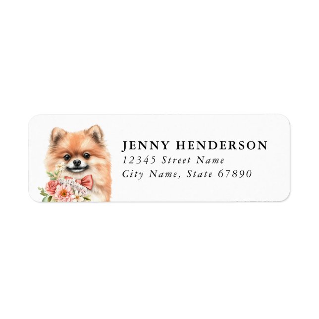 Étiquette d'adresse de retour de Pomeranian (Devant)