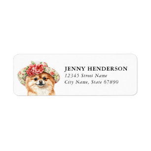 Étiquette d'adresse de retour de Pomeranian
