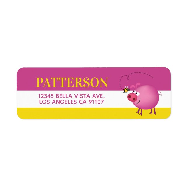 Étiquette d'adresse de retour de porc et d'abeille (Devant)