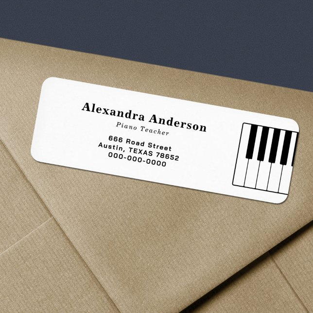Étiquette d'adresse de retour de professeur de pia (Piano Teacher Return Address Label)