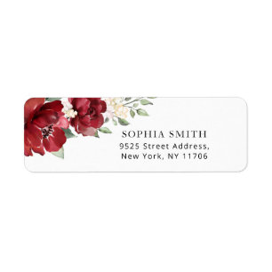 Étiquette d'adresse de retour de roses blanches bo