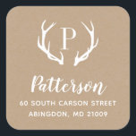 Étiquette d'adresse de retour de Rustic Antler<br><div class="desc">Autocollants d'adresse de retour personnalisés avec votre monogramme et adresse de famille. Utilisez les outils de conception pour modifier la couleur et les polices arrière - plans afin de customiser votre propre conception unique.</div>