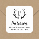 Étiquette d'adresse de retour de Rustic Antler<br><div class="desc">Autocollants d'adresse de retour personnalisés avec votre monogramme et adresse de famille. Utilisez les outils de conception pour modifier la couleur et les polices arrière - plans afin de customiser votre propre conception unique.</div>