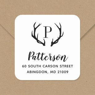 Étiquette d'adresse de retour de Rustic Antler