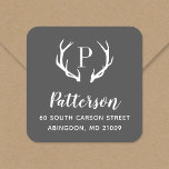 Étiquette d'adresse de retour de Rustic Antler<br><div class="desc">Autocollants d'adresse de retour personnalisés avec votre monogramme et adresse de famille. Utilisez les outils de conception pour modifier la couleur et les polices arrière - plans afin de customiser votre propre conception unique.</div>