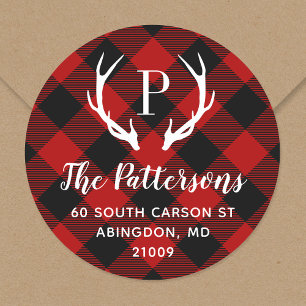 Étiquette d'adresse de retour de Rustic Antler
