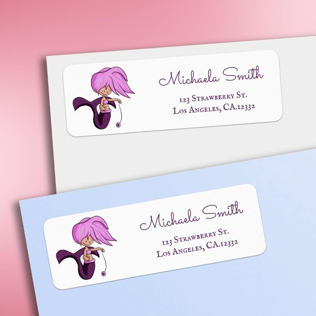 Étiquette d'adresse de retour de sirène violette m (Créateur téléchargé)