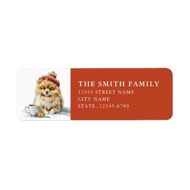 Étiquette d'adresse de retour de Spitz nain (Devant)