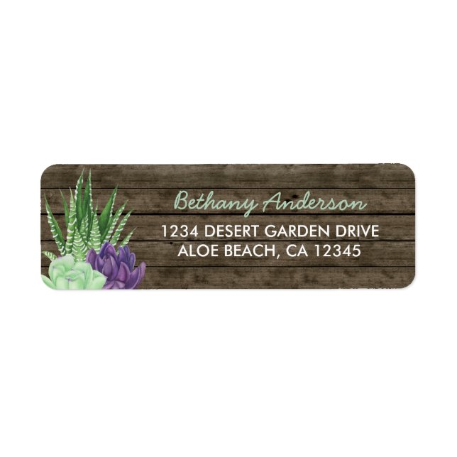 Étiquette d'adresse de retour de Succulente Rustiq (Devant)