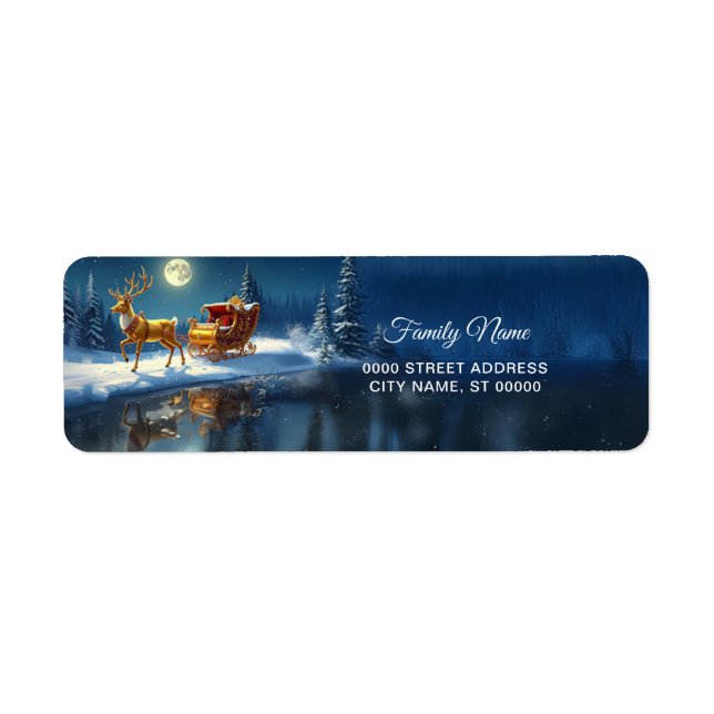 Étiquette d'adresse de retour de traîneau de Noël  (Devant)