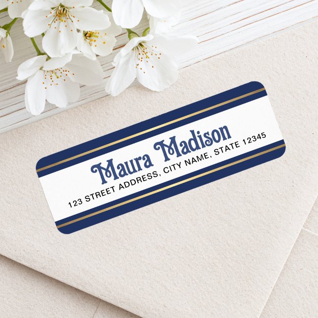 Étiquette d'adresse de retour de vacances de Noël  (Dark blue Christmas holiday return address Label)