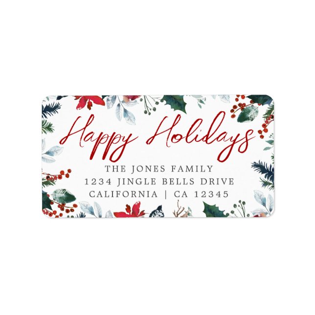 Étiquette d'adresse de retour de vacances festive (Devant)