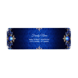 Étiquette d'adresse de retour décorative bleue
