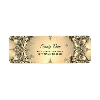 Étiquette d'adresse de retour décorative or