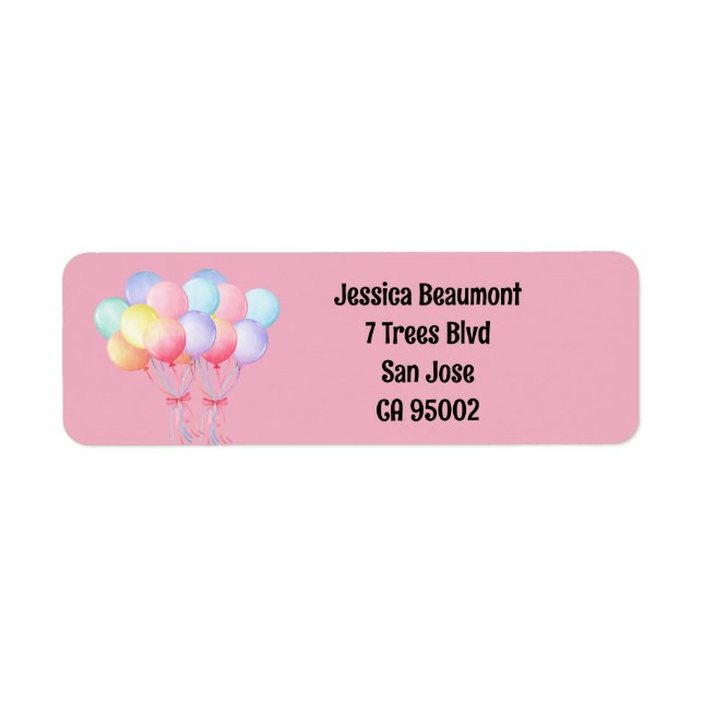 Étiquette d'adresse de retour des ballons mignons (Devant)
